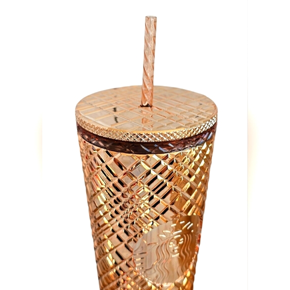 🆕️Rare Starbucks 2023 Studded Rose Gold Jeweled Coffee Tumbler Cup Venti 24oz - Picture 4 of 14